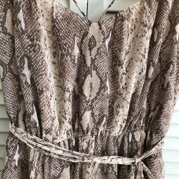 Banana Republic Animal Snake Python Print Blouson Waist Flowy Slip Dress XS PXS - Picture 6 of 10